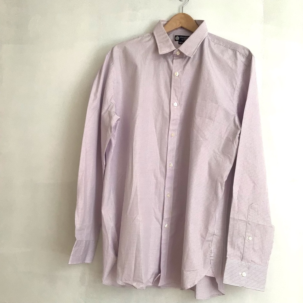 NWT J Crew Haberdashery 80s 2-ply Cotton Men’s Dress Shirt, XL 17-17.5, Red/Blue